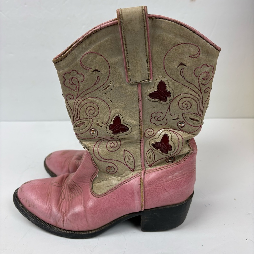 Roper Girls Butterfly Pink Light-Up Cowboy Boots Girls Size 13